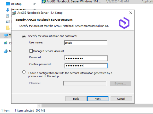 specify account name