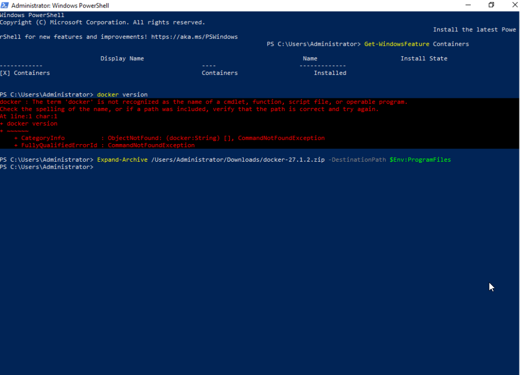 extratc dan install docker