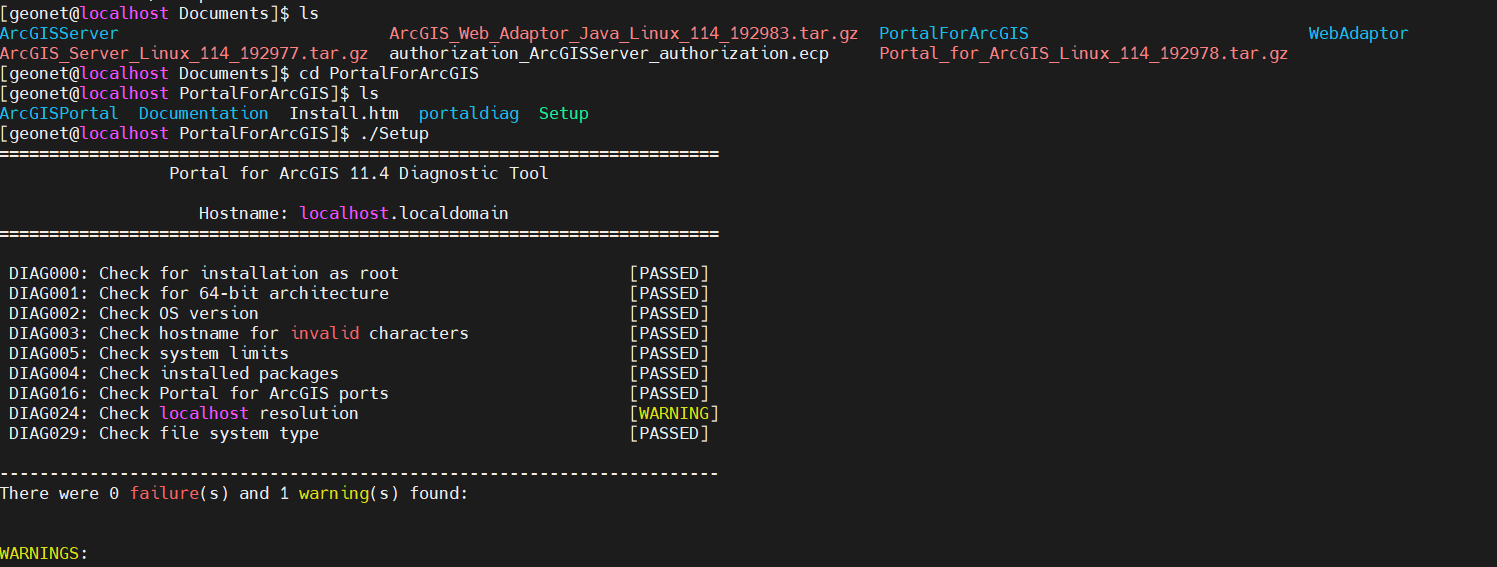 3.pastikan file sudah terextract dengan benar,pada direktori dokumen akan muncul portalforarcgis,masuk ke direktori tdb dan jalankan .setup.sh