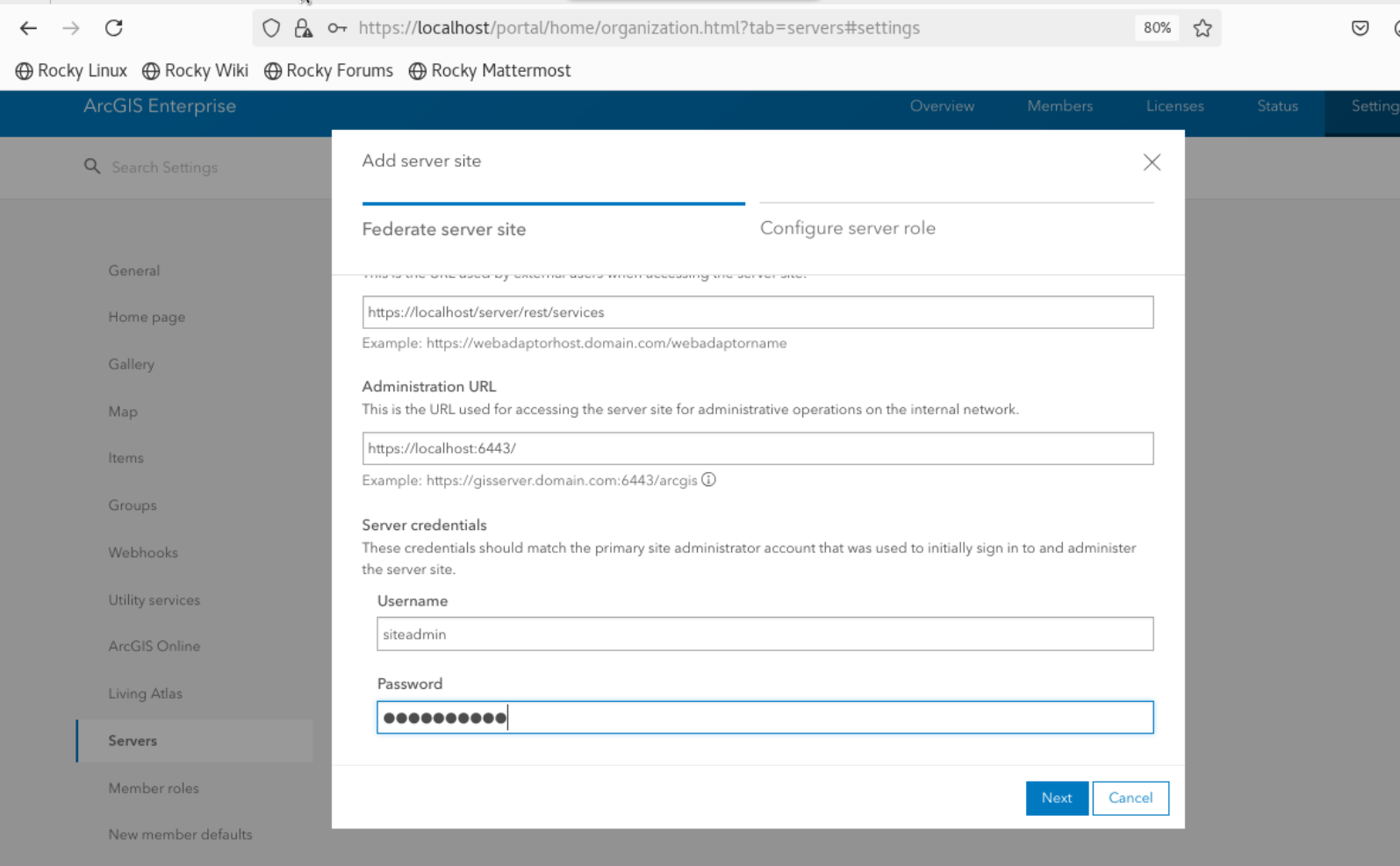 7.pada tampilan add server,service url input seperti yang tertera