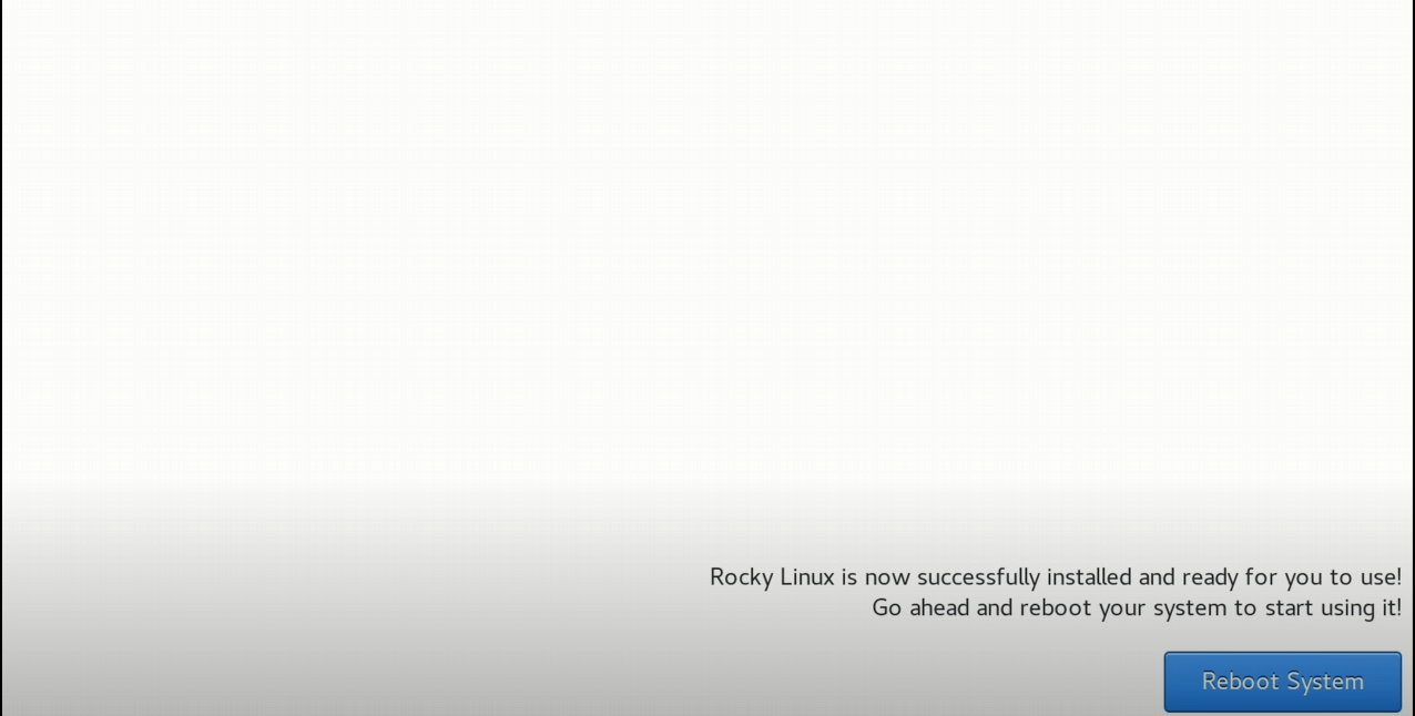 setelah proses install selesai reboot system unutk memulai rocky linux