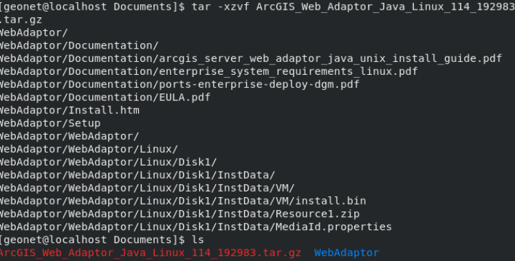 extarct webadaptor.gz dan pastikan file tsb sudah terextract dengan benar