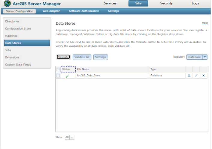 12 data store berhasil di validate