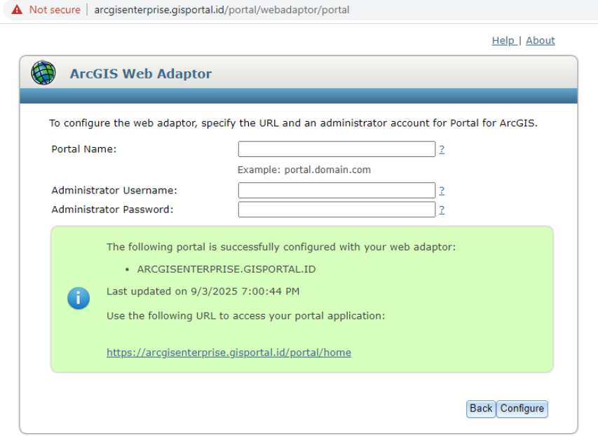 24 portal sudah berhasil di config dengan webadaptor