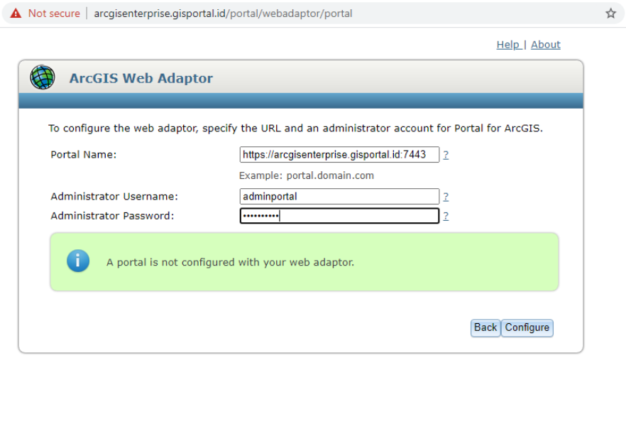 23 input url dan administrator account for portal for arcgis