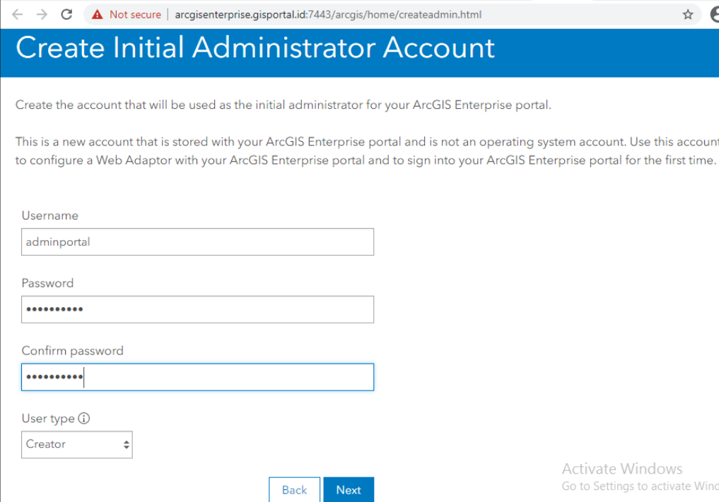 11 create portal administration account