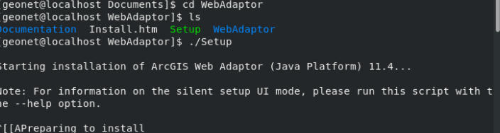 setelah extract masuk ke direktori webadaptor lalu lakuakn proses install webadaptor