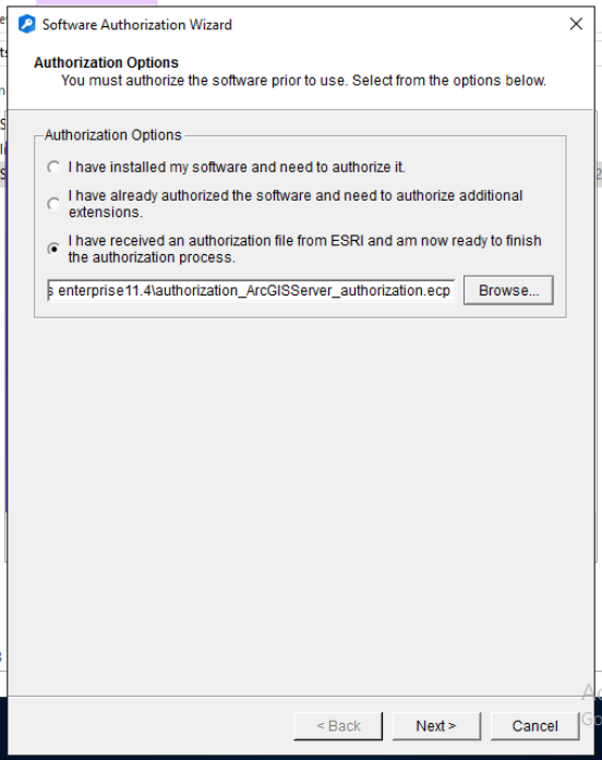 7 setalah install selesai,kita akan diminta input authorization file